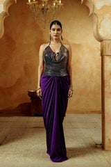Iridescent Purple Drape Gown