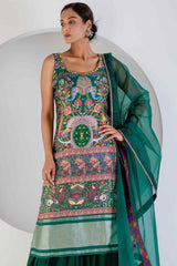 Green Sharara Suit with Dupata