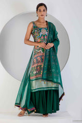 Green Sharara Suit with Dupata
