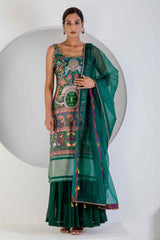 Green Sharara Suit with Dupata