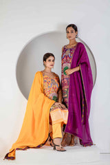 Purple Digital print suit with Lycra pant and Dupatta