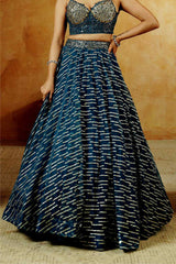 Teal Blue Sequin Bustier Lehenga Set