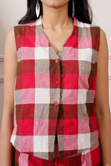 Check Pattern Cotton Crop-Top & Pant