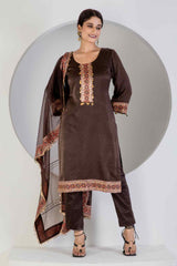Brown suit with Lycra pant and Dupatta