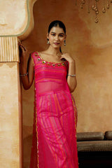 Magenta Embriodered Kurta Set