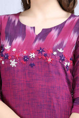 GULABI | Cotton Kurta Pant with Ikkat Yoke