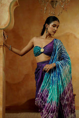Ocean Dusk Tie-Dye Saree Set
