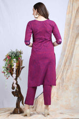 GULABI | Cotton Kurta Pant with Ikkat Yoke