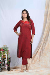 SINDOORI | Cotton Kurta Pant with Ikkat Yoke