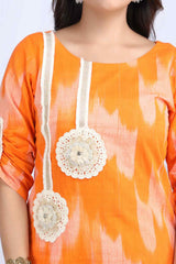 KESARIYA | Cotton Ikkat Kurta with striped pant
