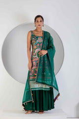 Green Sharara Suit with Dupata