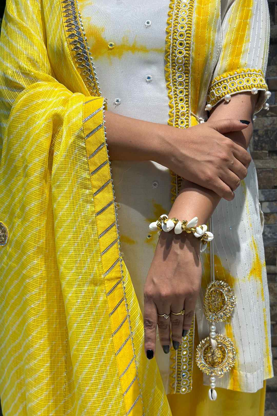 ABHA | Kurta & Tulip Pant with Leheriya Dupatta - Ritivesh By Ritika Aggarwal