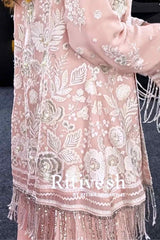 Baby Pink Hand - Embroidered Designer Co - ord Set - Ritivesh By Ritika Aggarwal