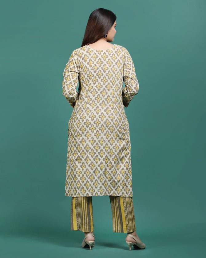BAITHAK | Mustard Hand Emb Kurti - Ritivesh By Ritika Aggarwal