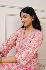 Beige/Gajri Cotton Digital Print Straight Kurta with Pant - Ritivesh By Ritika Aggarwal