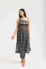 Black Georgette Bandhej Print Co - ord Set - Ritivesh By Ritika Aggarwal