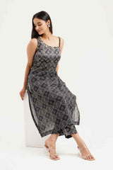 Black Georgette Bandhej Print Co - ord Set - Ritivesh By Ritika Aggarwal