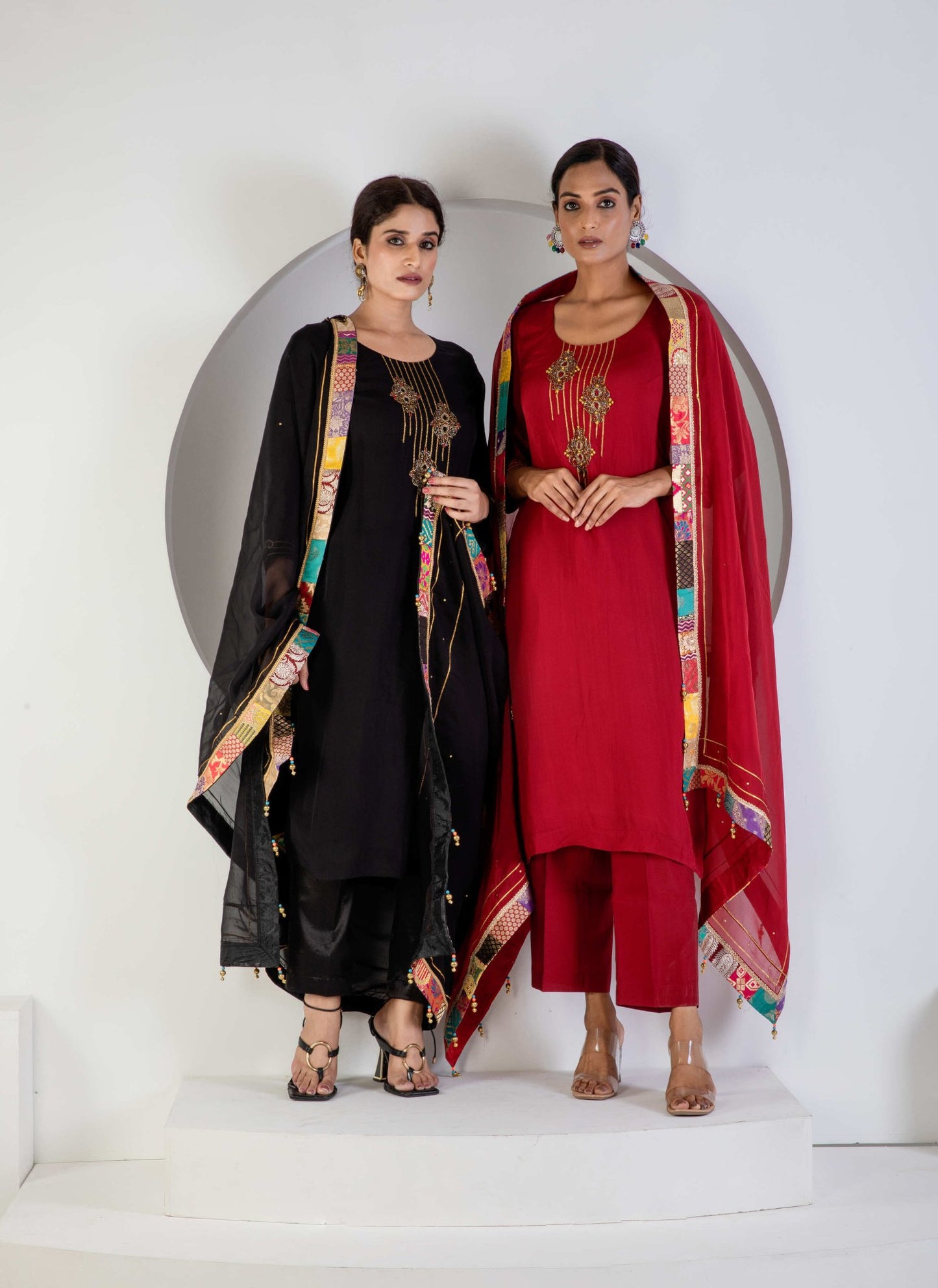 Black Kurat Set With Hand Embroidered - Ritivesh By Ritika Aggarwal