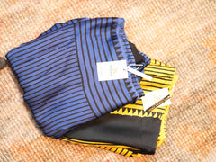 Blue & Black Striped Modal Silk Ajrakh Print Saree with Blouse Piece - Ritivesh By Ritika Aggarwal