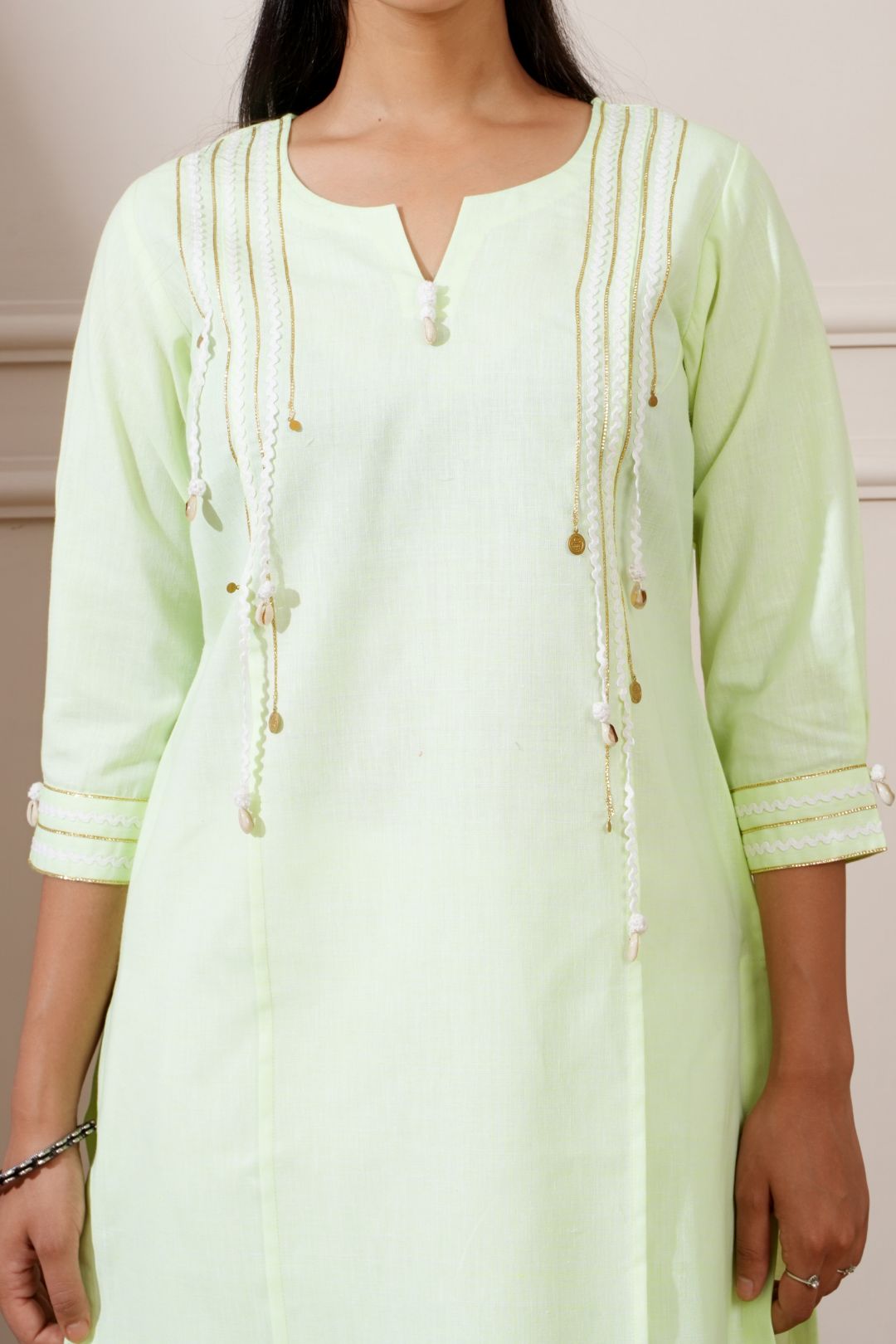 Bright Lime Green Cotton Straight Kurta & Afghani Pant - Ritivesh By Ritika Aggarwal