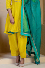 Bright Yellow Kurta Set - Ritivesh By Ritika Aggarwal