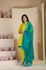 Bright Yellow Kurta Set - Ritivesh By Ritika Aggarwal