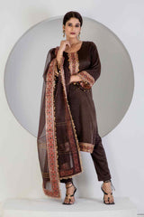 Brown suit with Lycra pant and Dupatta - Ritivesh By Ritika Aggarwal