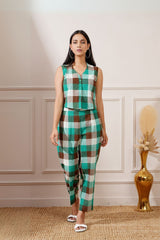 Check Pattern Cotton Crop - Top & Pant - Ritivesh By Ritika Aggarwal