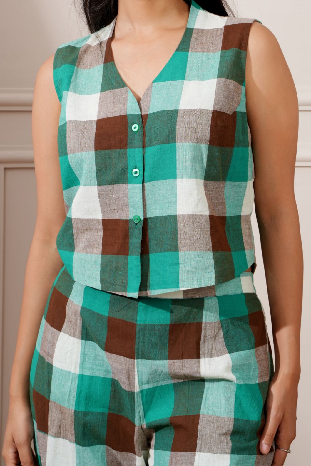 Check Pattern Cotton Crop - Top & Pant - Ritivesh By Ritika Aggarwal