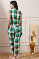 Check Pattern Cotton Crop - Top & Pant - Ritivesh By Ritika Aggarwal