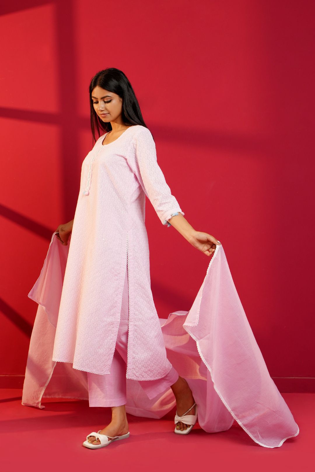 Cotton Straight Chikankari Hand - Crafted Kurta Set - Ritivesh By Ritika Aggarwal