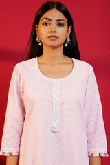 Cotton Straight Chikankari Hand - Crafted Kurta Set - Ritivesh By Ritika Aggarwal