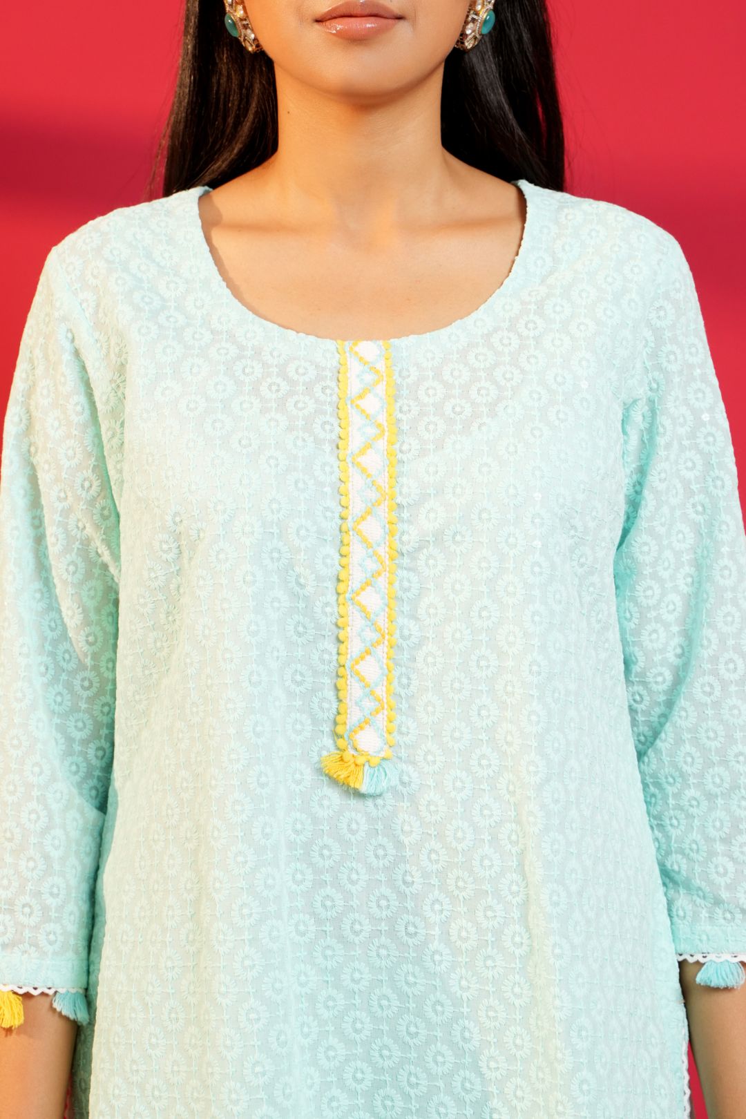 Cotton Straight Chikankari Hand - Crafted Kurta Set - Ritivesh By Ritika Aggarwal