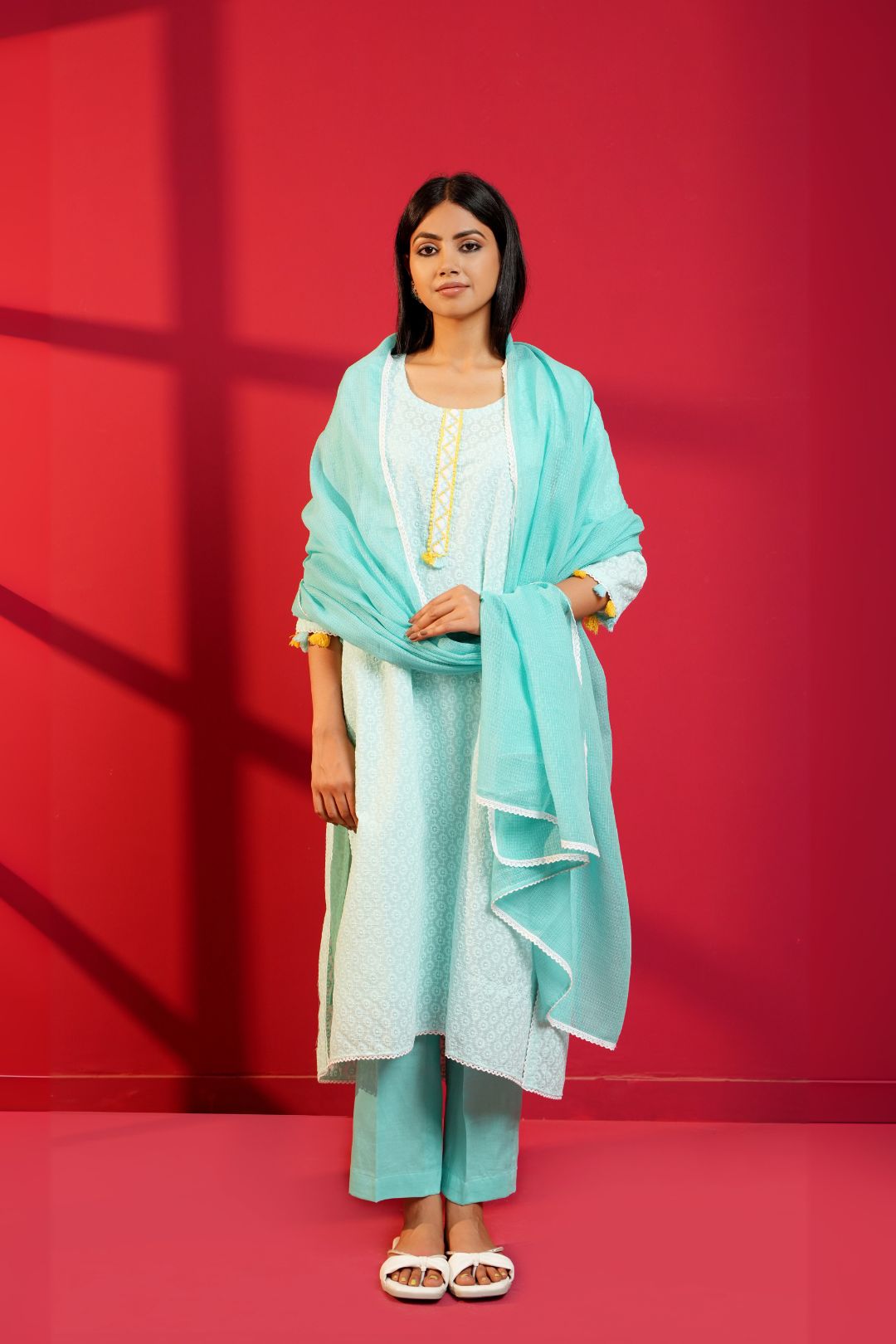 Cotton Straight Chikankari Hand - Crafted Kurta Set - Ritivesh By Ritika Aggarwal