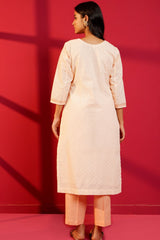 Cotton Straight Chikankari Hand - Crafted Kurta Set - Ritivesh By Ritika Aggarwal