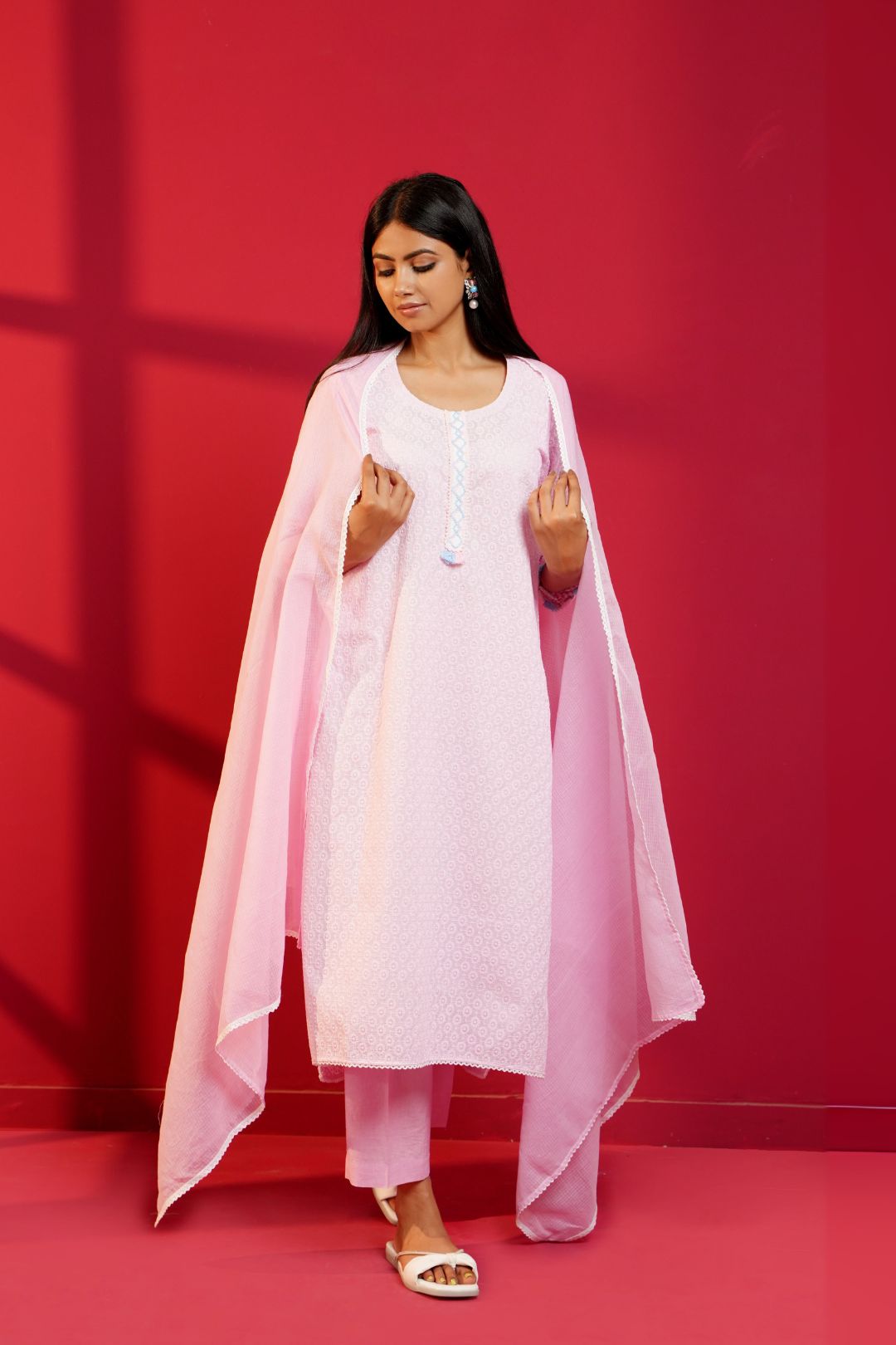 Cotton Straight Chikankari Hand - Crafted Kurta Set - Ritivesh By Ritika Aggarwal