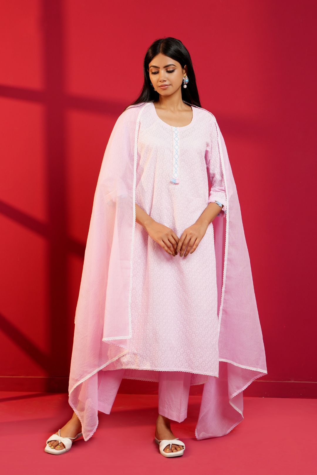 Cotton Straight Chikankari Hand - Crafted Kurta Set - Ritivesh By Ritika Aggarwal