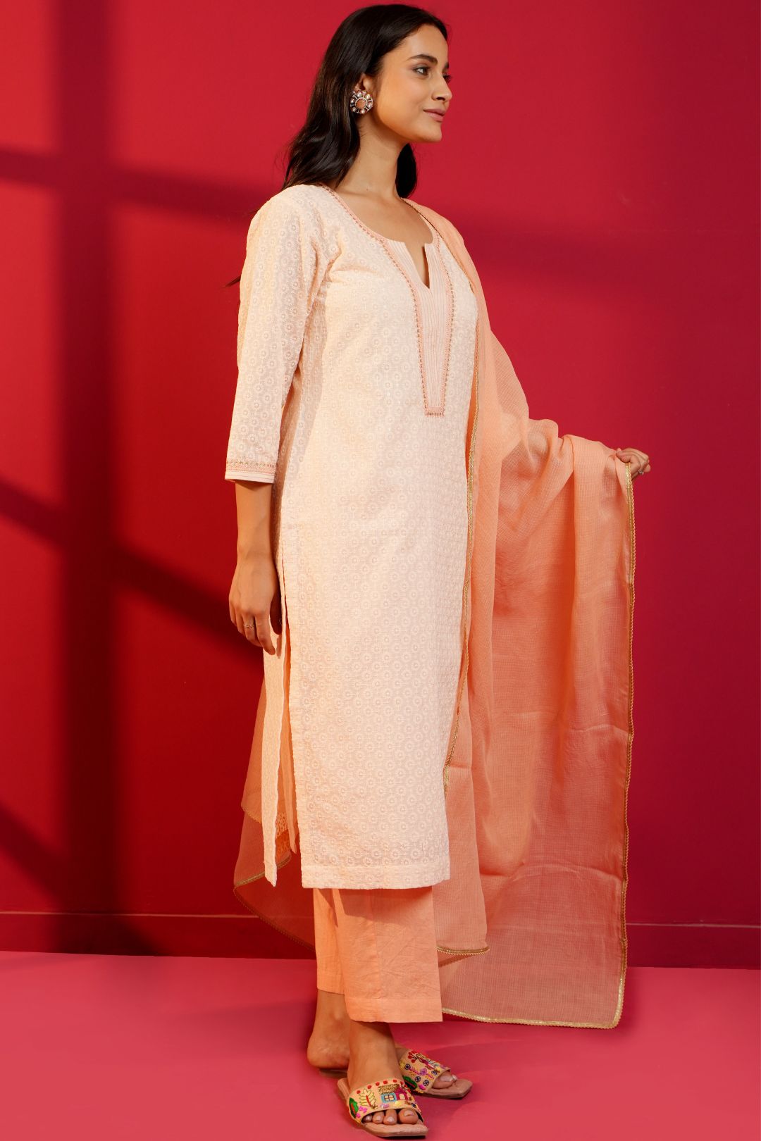 Cotton Straight Chikankari Hand - Crafted Kurta Set - Ritivesh By Ritika Aggarwal
