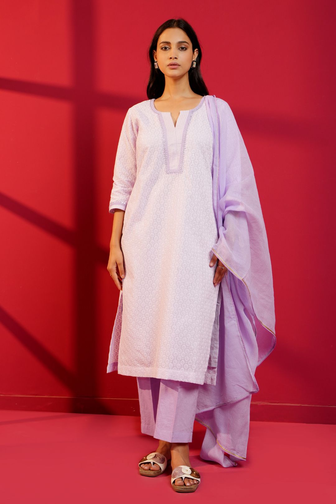 Cotton Straight Chikankari Hand - Crafted Kurta Set - Ritivesh By Ritika Aggarwal