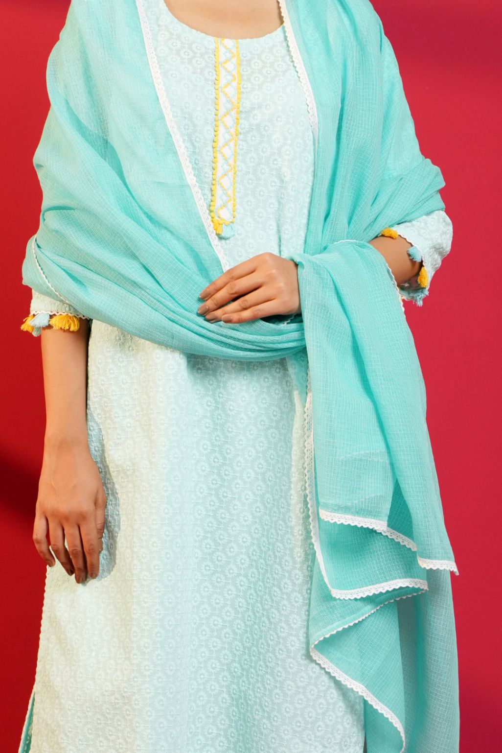 Cotton Straight Chikankari Hand - Crafted Kurta Set - Ritivesh By Ritika Aggarwal