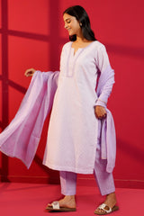 Cotton Straight Chikankari Hand - Crafted Kurta Set - Ritivesh By Ritika Aggarwal