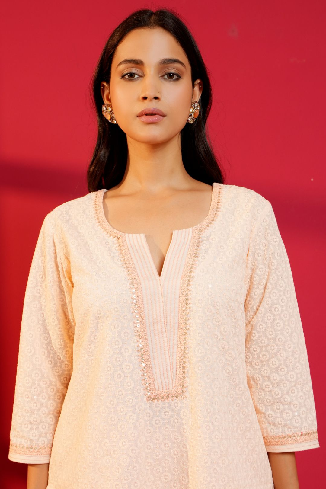 Cotton Straight Chikankari Hand - Crafted Kurta Set - Ritivesh By Ritika Aggarwal