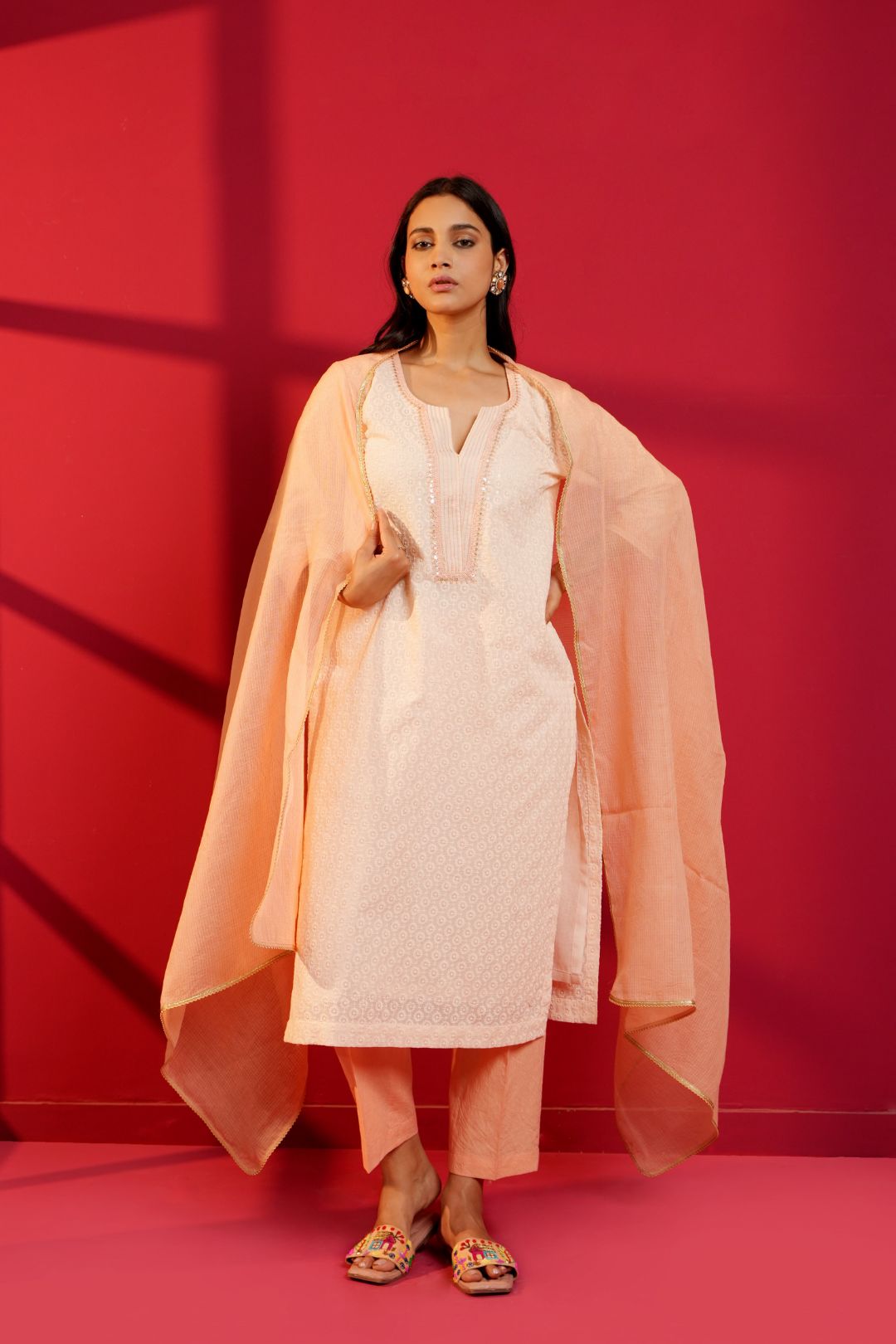 Cotton Straight Chikankari Hand - Crafted Kurta Set - Ritivesh By Ritika Aggarwal