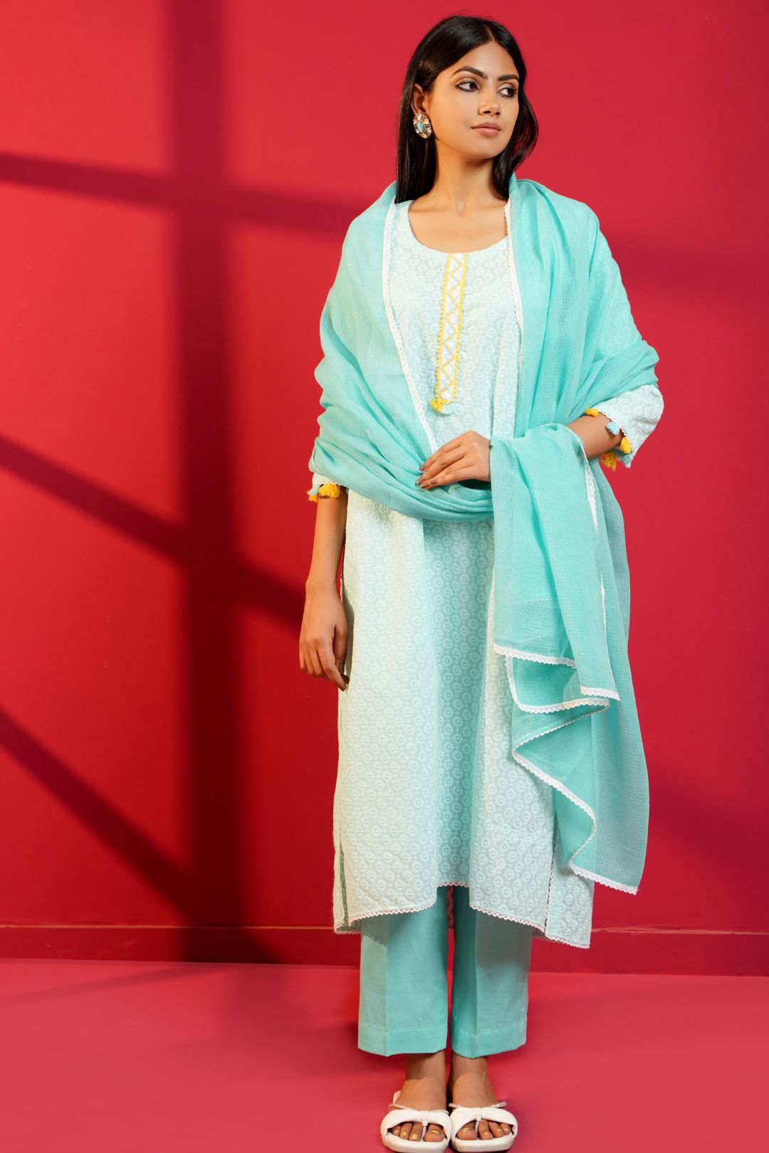 Cotton Straight Chikankari Hand - Crafted Kurta Set - Ritivesh By Ritika Aggarwal