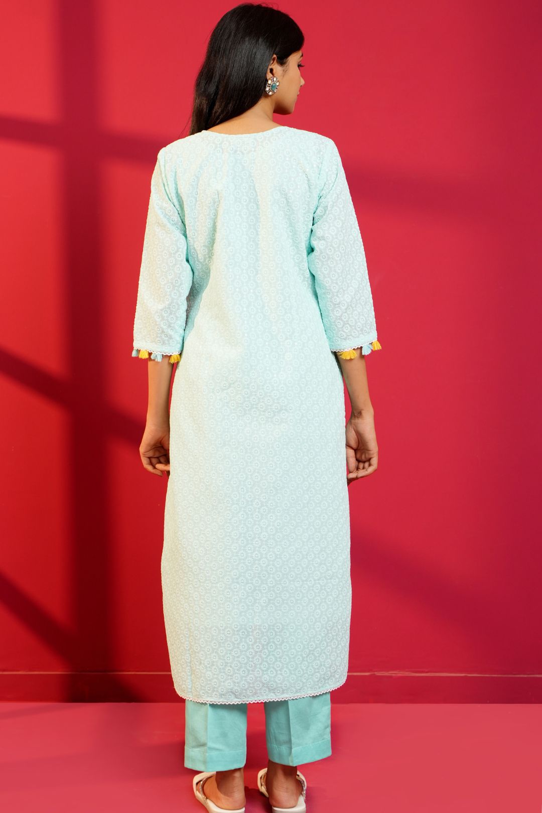 Cotton Straight Chikankari Hand - Crafted Kurta Set - Ritivesh By Ritika Aggarwal