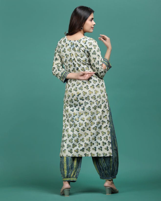 GAGAN | Green Hand Emb Kurti - Ritivesh By Ritika Aggarwal