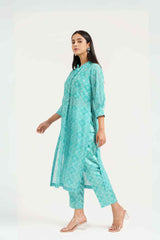 Georgette Bandhej Straight Kurta Pant Set - Ritivesh By Ritika Aggarwal