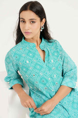 Georgette Bandhej Straight Kurta Pant Set - Ritivesh By Ritika Aggarwal