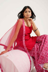 Georgette Sharara Set with Spaghetti Strap Kurta set - Ritivesh By Ritika Aggarwal