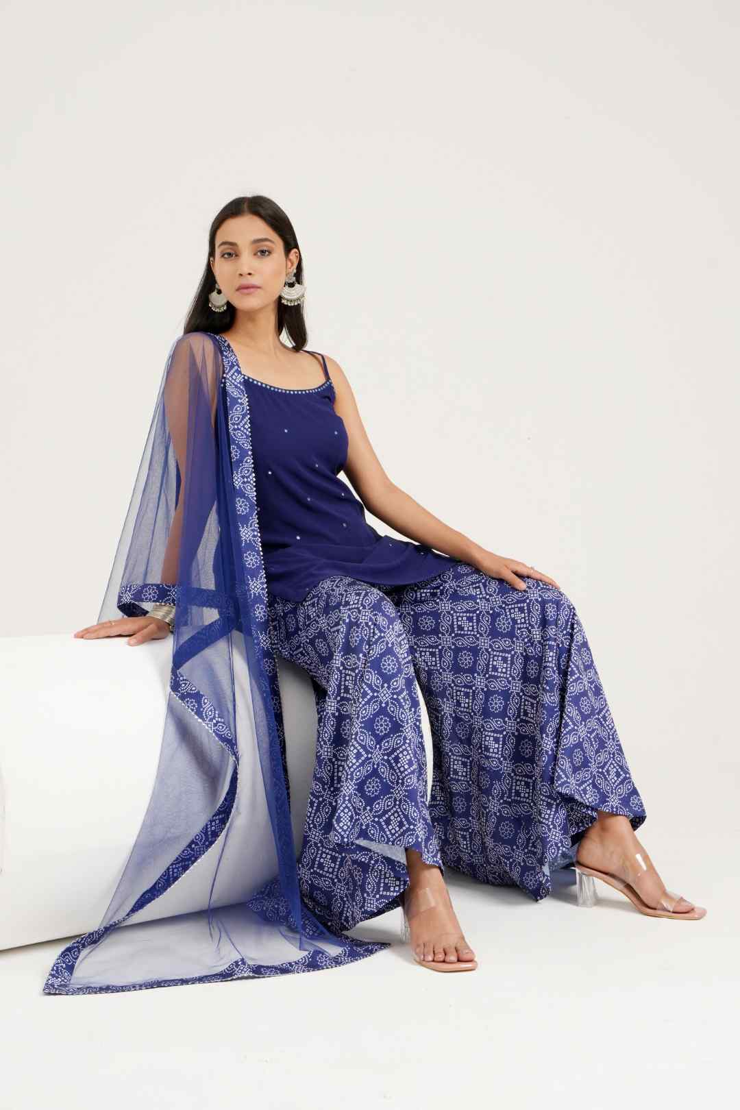 Georgette Sharara Set with Spaghetti Strap Kurta set - Ritivesh By Ritika Aggarwal